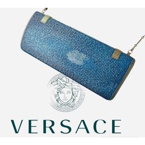 Gianni Versace blue pave swarovski Clutch bag y2k 3.8k
